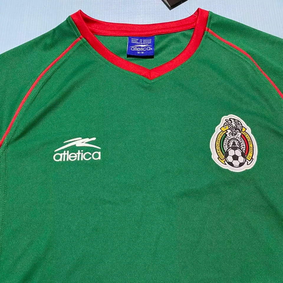 1998 Mexico Green Retro Soccer Jersey Detail 1