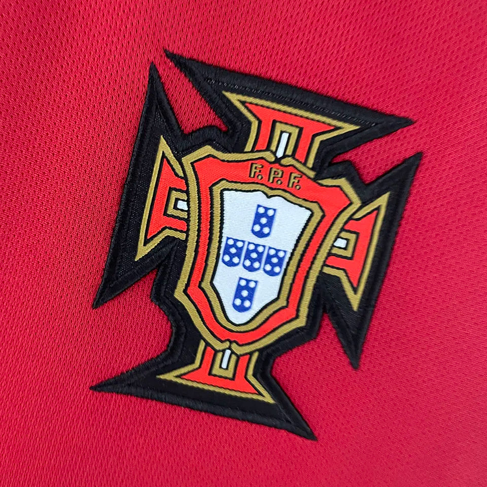 2006 Portugal Home Retro Long Sleeve Soccer Jersey Detail 3