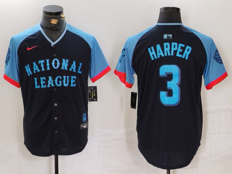 Men's National League Bryce Harper #3 Navy 2024 MLB All-Star Game Limited Player Jerseys