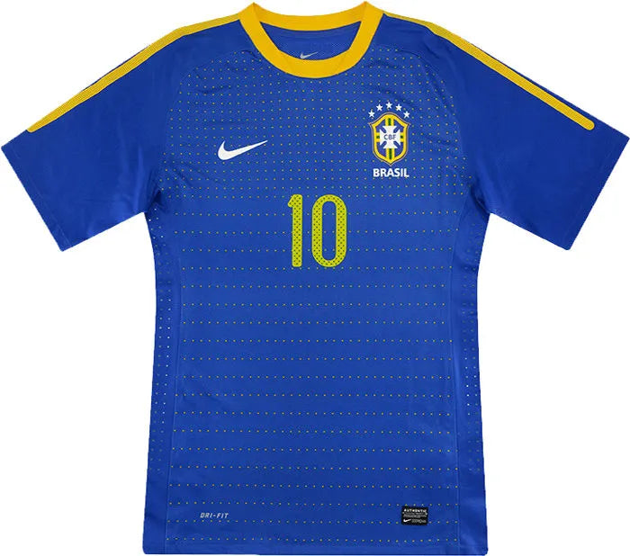 2010 Brazil Away Blue Retro Soccer Jersey Front