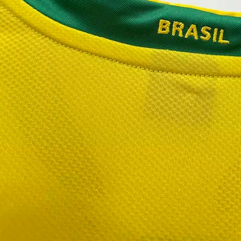 2006 Brazil Home Yellow Retro Soccer Jersey Detail 2