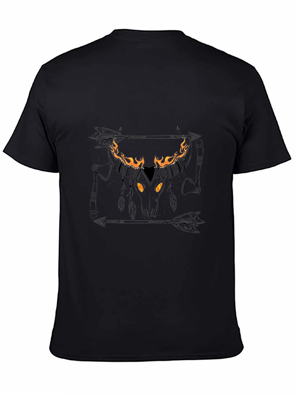 Flaming Bull Skull Graphic Tee