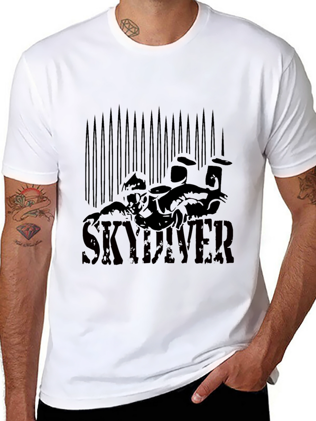 Black Skydiver Graphic T-Shirt