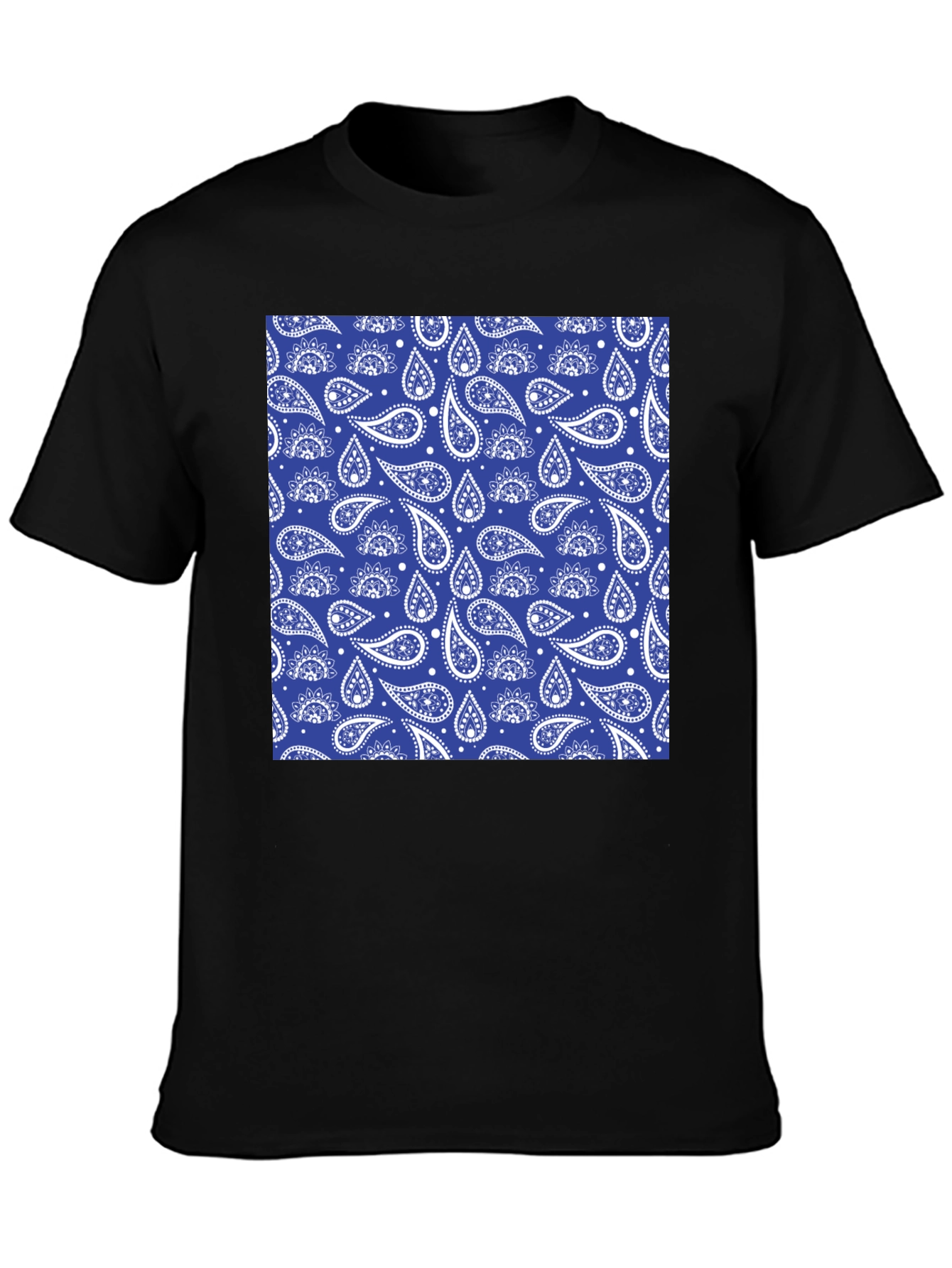 Stylish Paisley Print Black T-Shirt