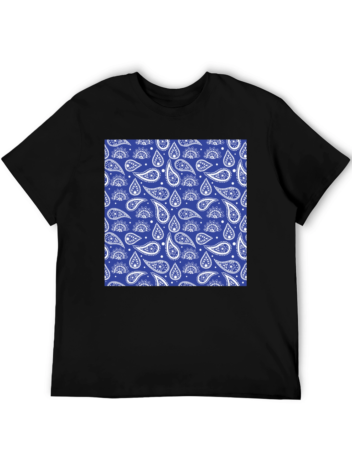 Stylish Paisley Print Black T-Shirt