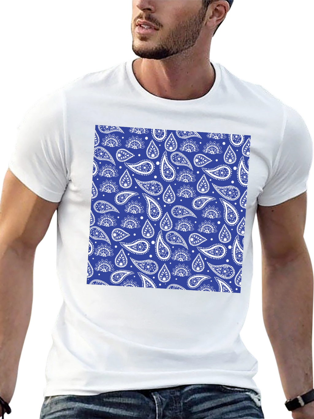 Stylish Paisley Print Black T-Shirt