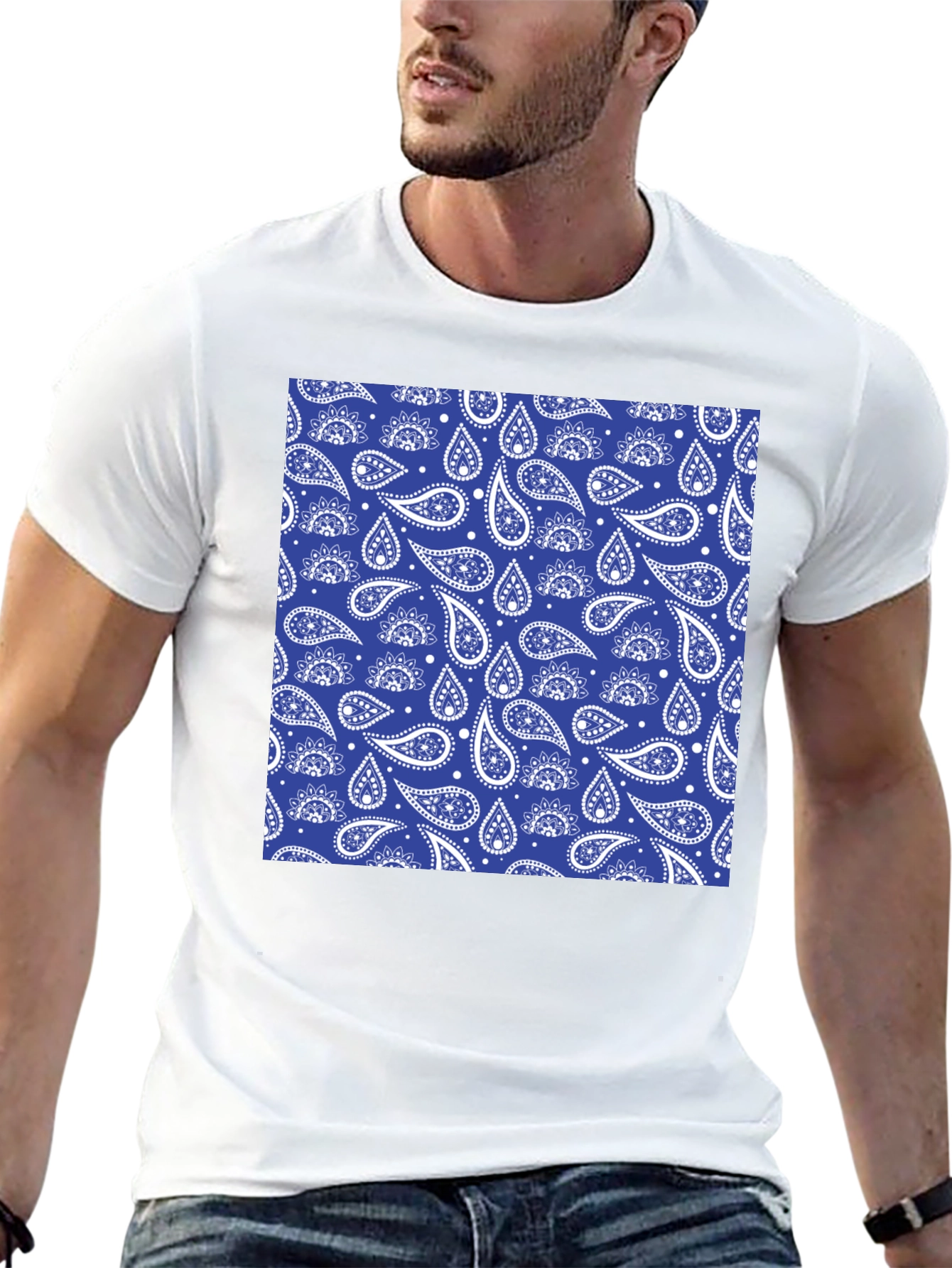 Stylish Paisley Print Black T-Shirt