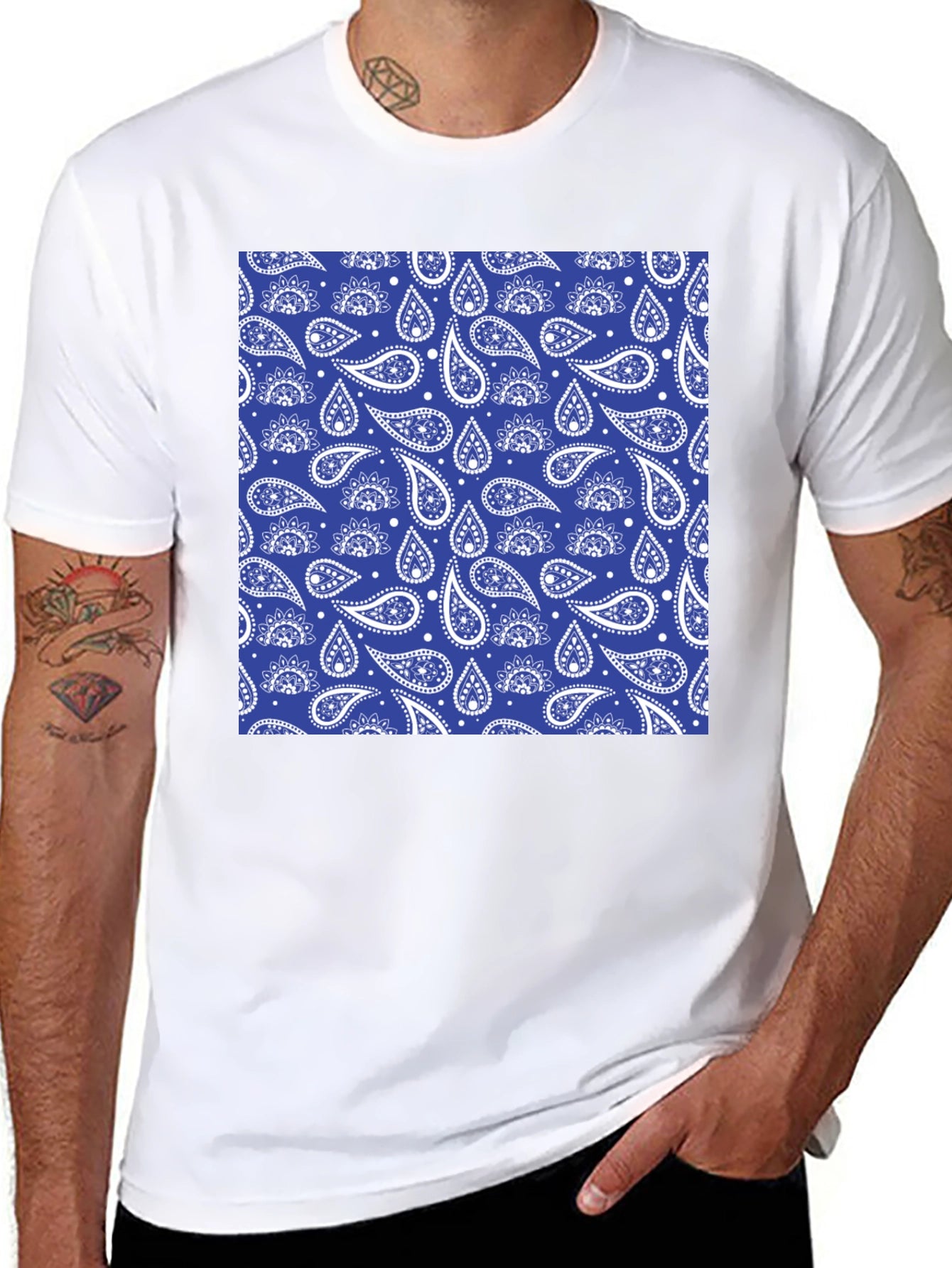 Stylish Paisley Print Black T-Shirt