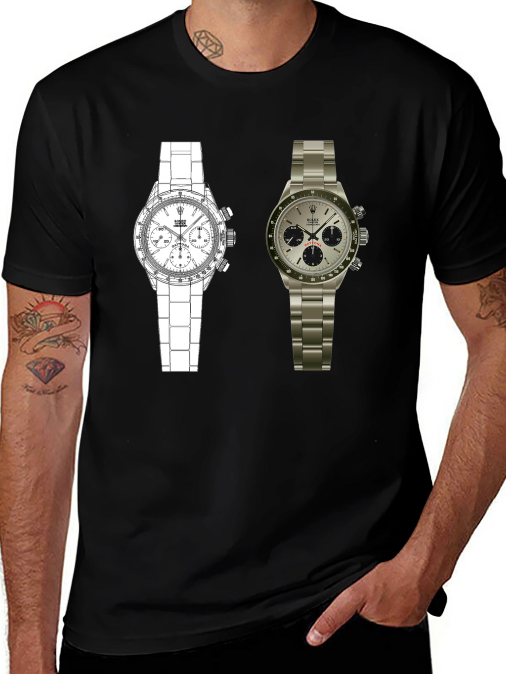 Dual Watch Graphic Tee - Timepiece Art