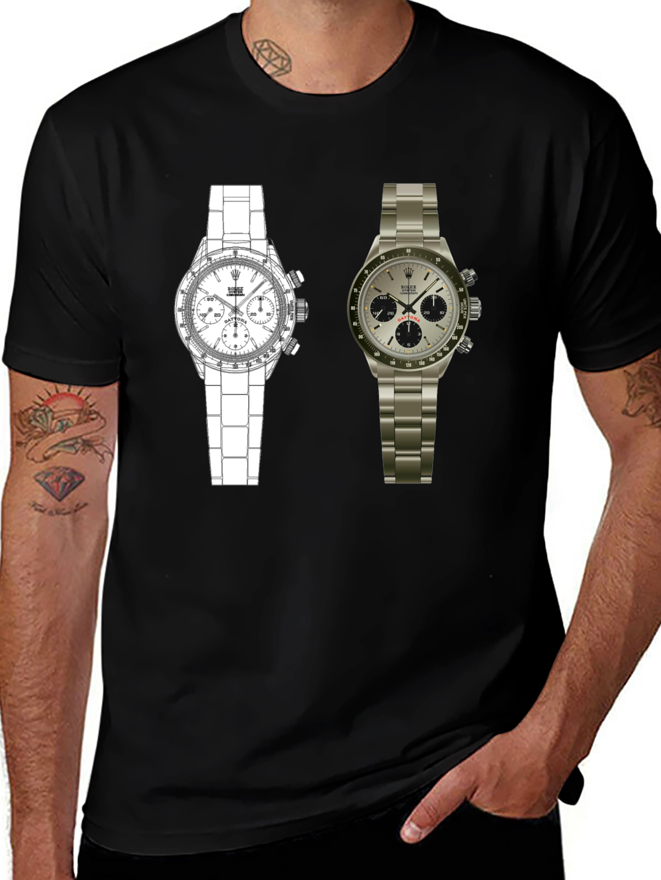 Dual Watch Graphic Tee - Timepiece Art
