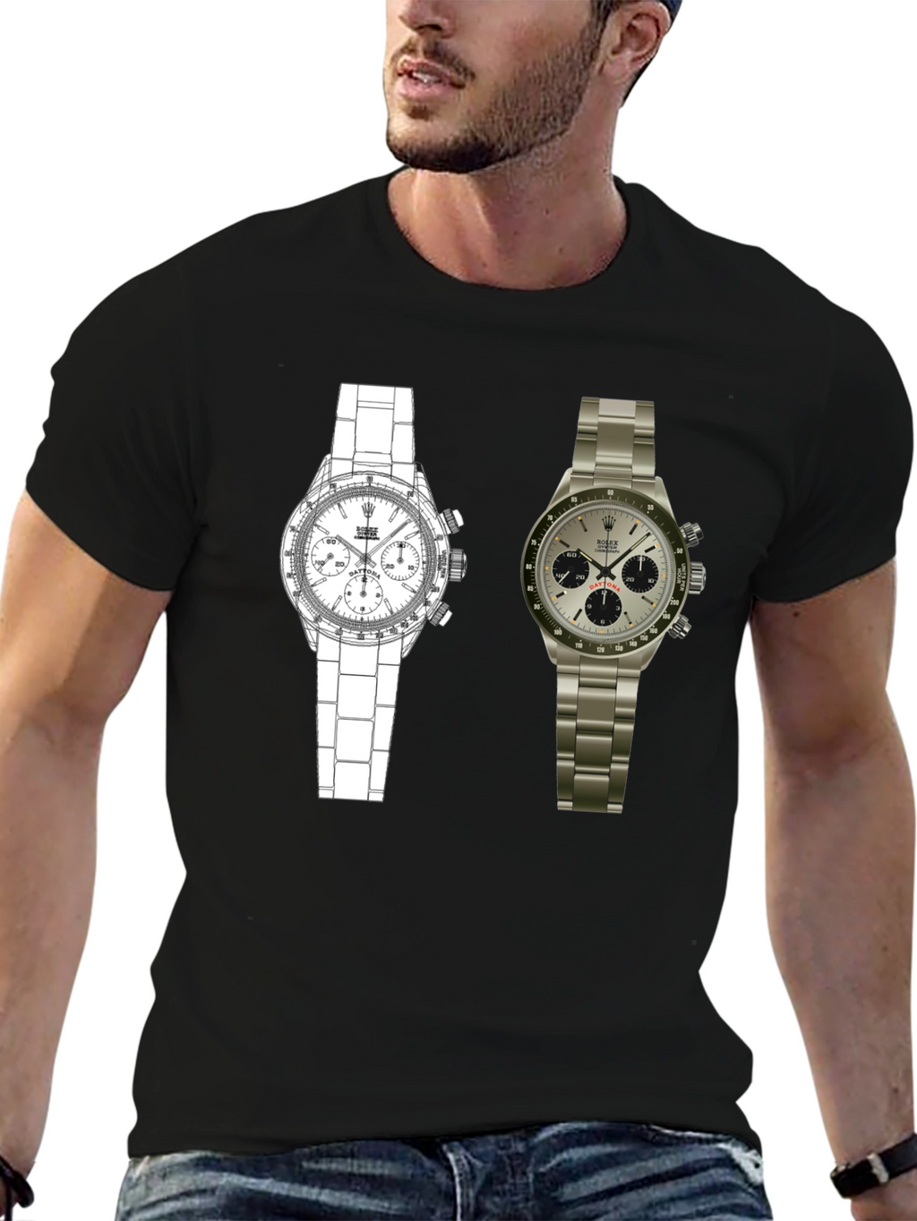 Dual Watch Graphic Tee - Timepiece Art
