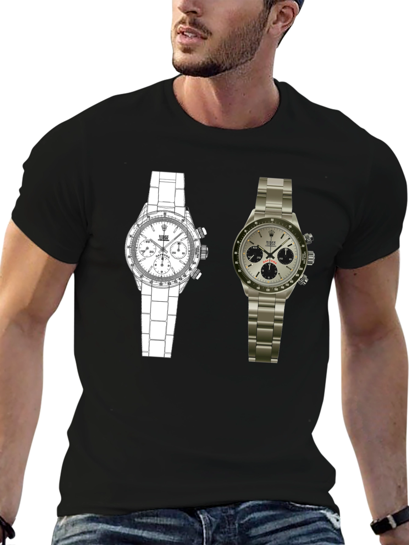 Dual Watch Graphic Tee - Timepiece Art
