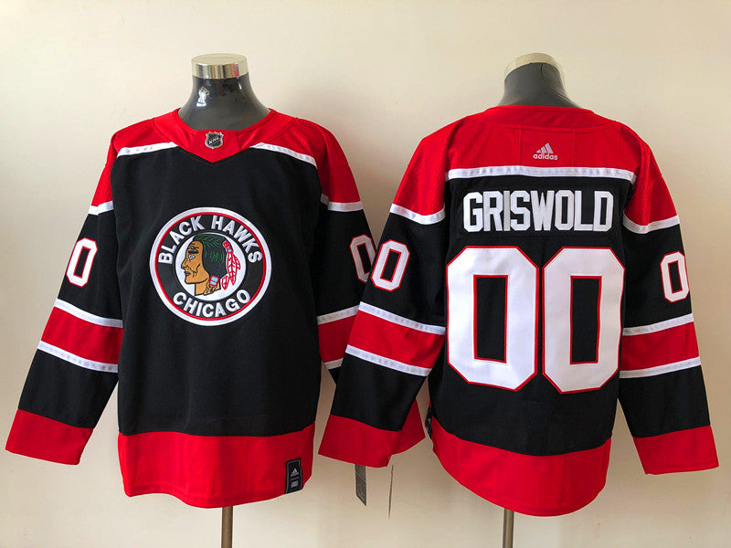 Men's Chicago Blackhawks Clark Griswold #00 Christmas Vacation Black Breakaway Player Jerseys
