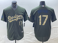Men's Los Angeles Dodgers Shohei Ohtani #17 Army Green Game Jerseys
