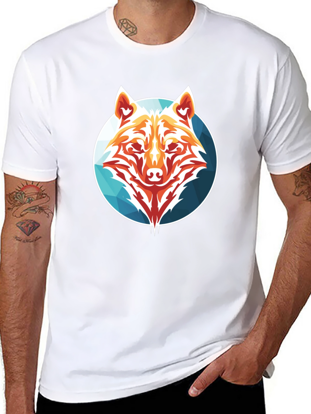 Geometric Wolf Graphic Tee - Stylish Menswear