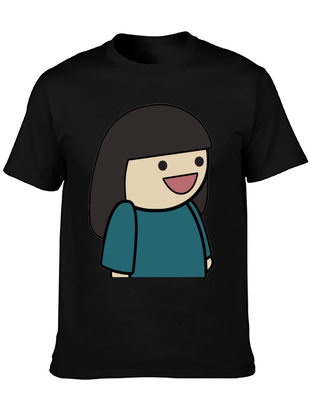 Cartoon Girl Graphic Tee - Unisex Black T-Shirt