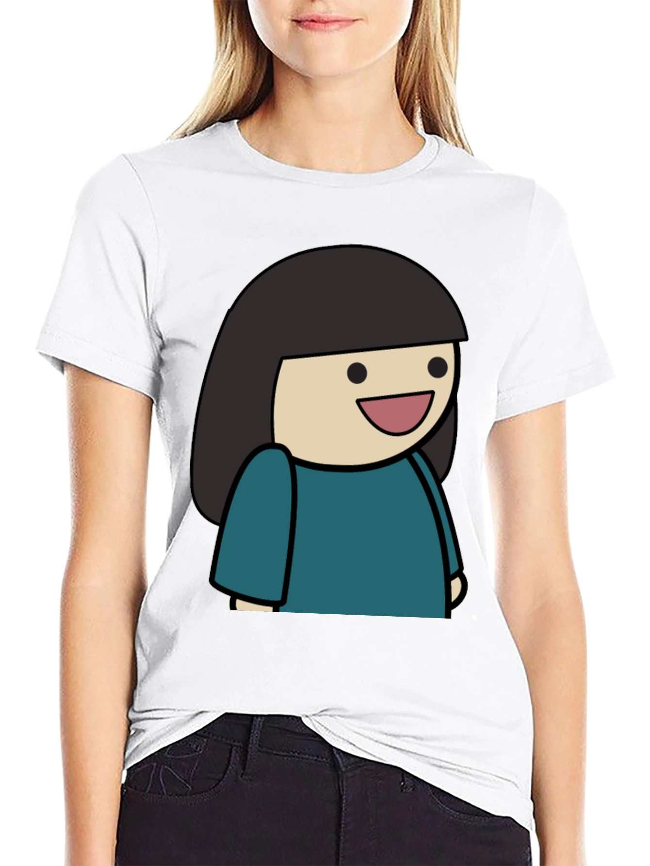 Cartoon Girl Graphic Tee - Unisex Black T-Shirt
