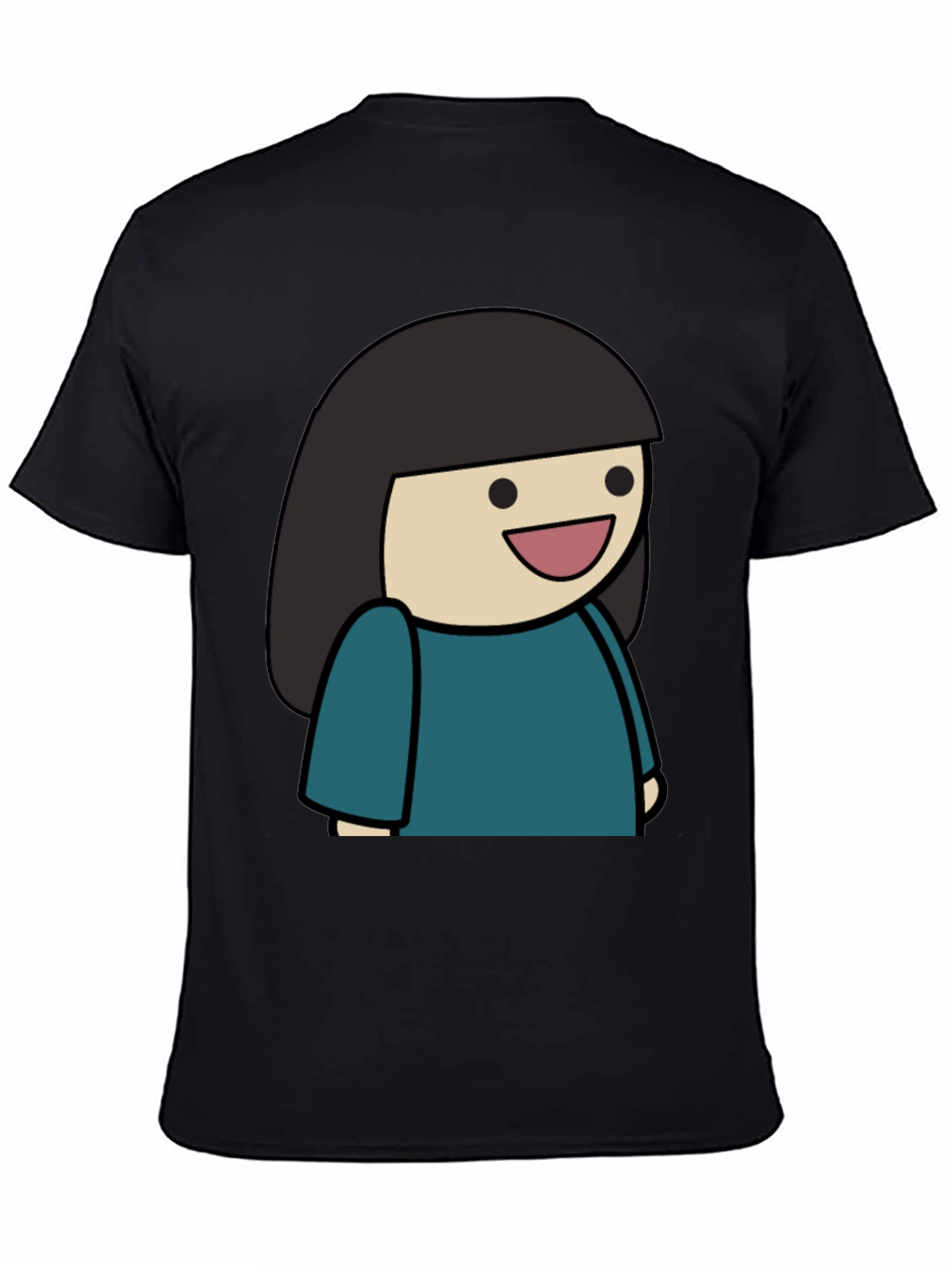 Cartoon Girl Graphic Tee - Unisex Black T-Shirt