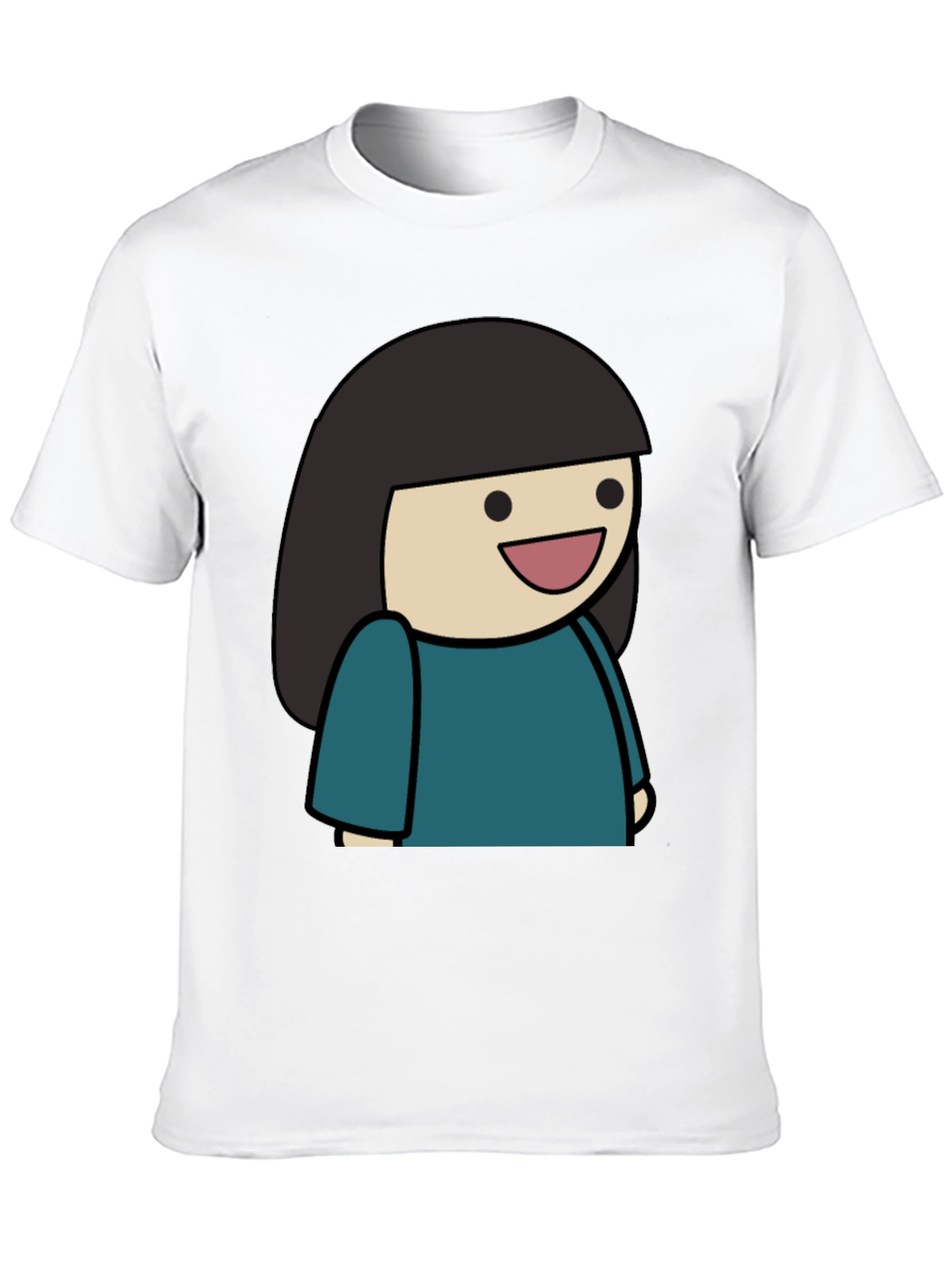 Cartoon Girl Graphic Tee - Unisex Black T-Shirt