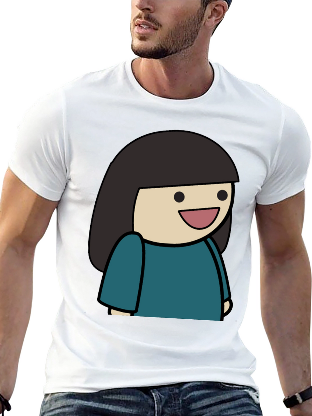 Cartoon Girl Graphic Tee - Unisex Black T-Shirt