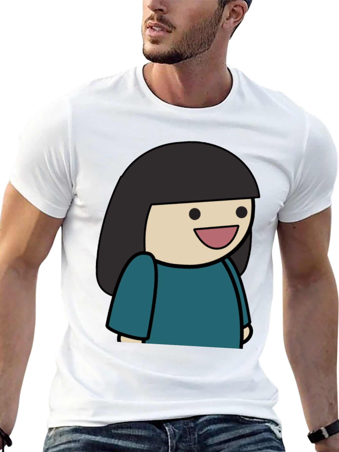 Cartoon Girl Graphic Tee - Unisex Black T-Shirt
