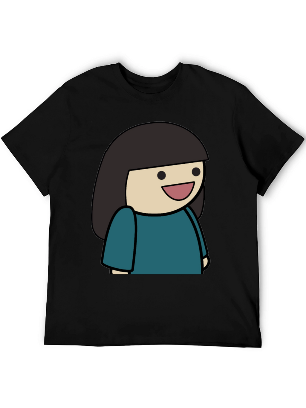 Cartoon Girl Graphic Tee - Unisex Black T-Shirt