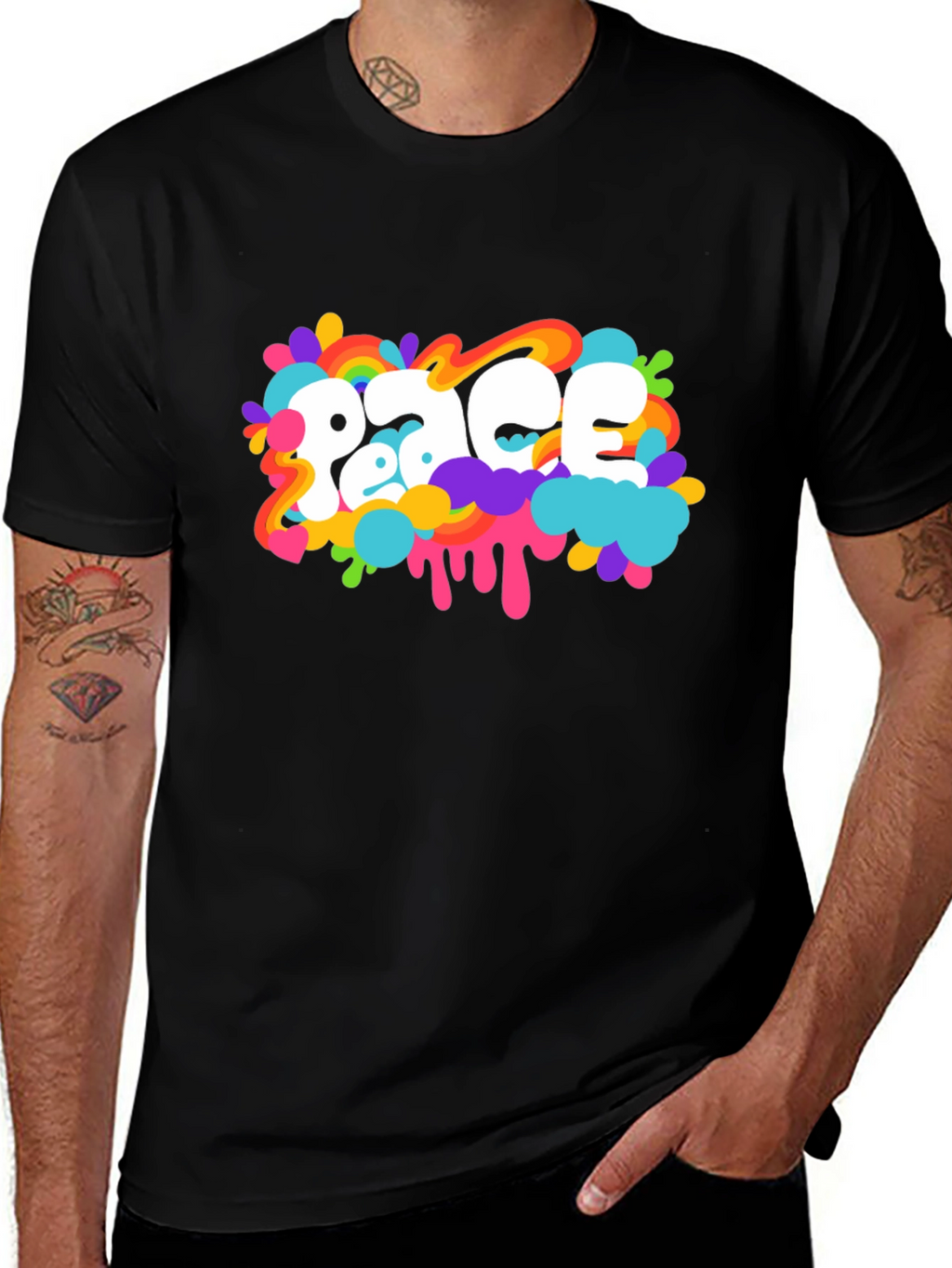 Peace Graphic Black T-Shirt