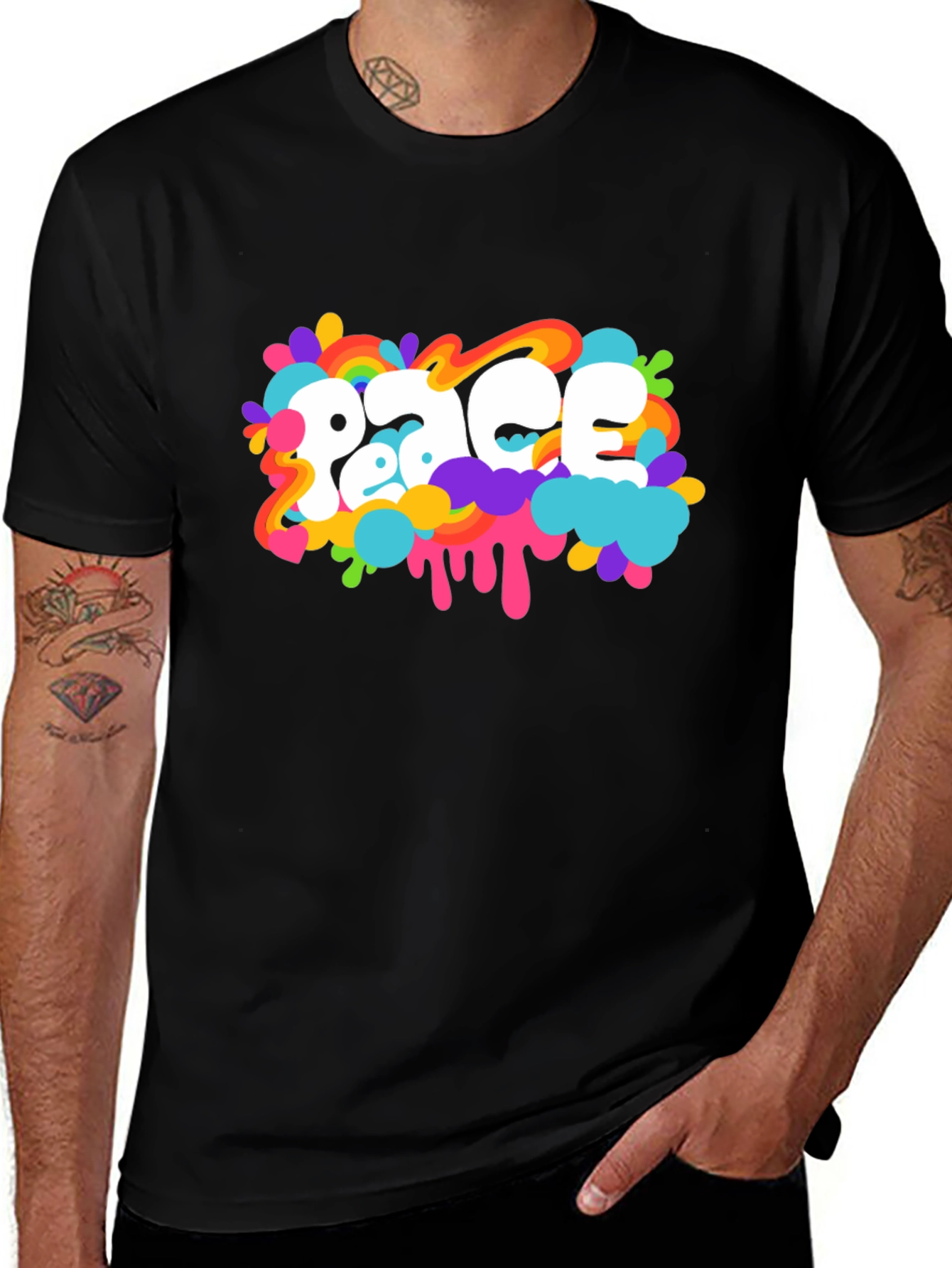 Peace Graphic Black T-Shirt