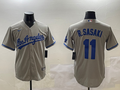 Men's Los Angeles Dodgers Roki Sasaki #11 Gray Alternate Replica Team Jerseys