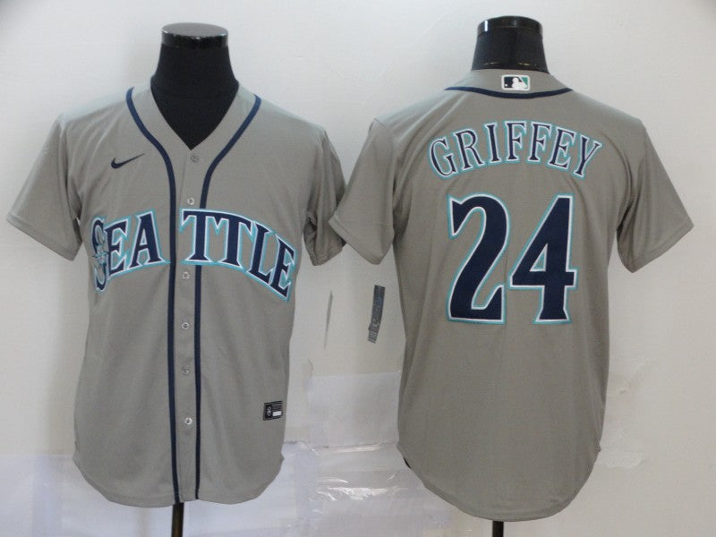 Men's Seattle Mariners Ken Griffey Jr. #24 Gray Replica Baseball Jerseys