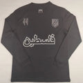 2025 Palestine Black Long Sleeve Soccer Jersey 白色阿拉伯文 Front