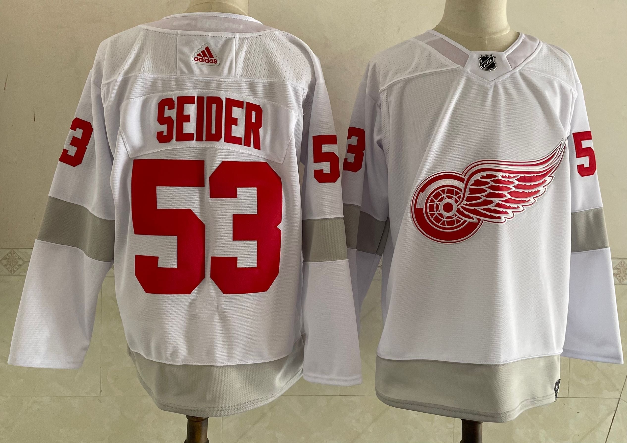 Men's Detroit Red Wings Moritz Seider #53 White Breakaway Player Jerseys