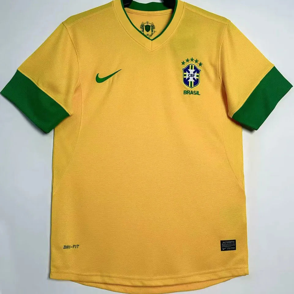 2012/13 Brazil Home Yellow Retro Soccer Jersey Front