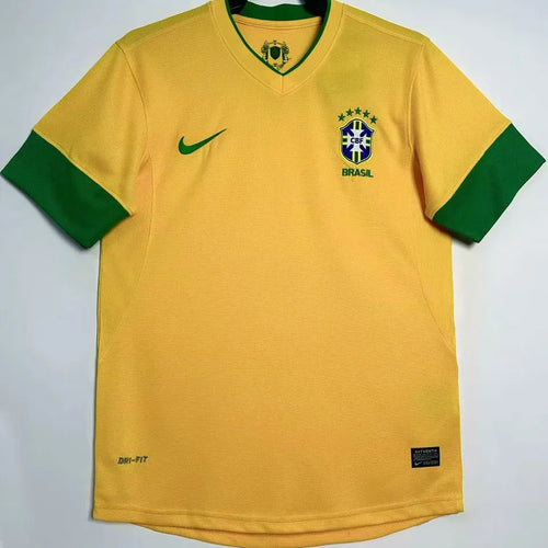 2012/13 Brazil Home Yellow Retro Soccer Jersey Front