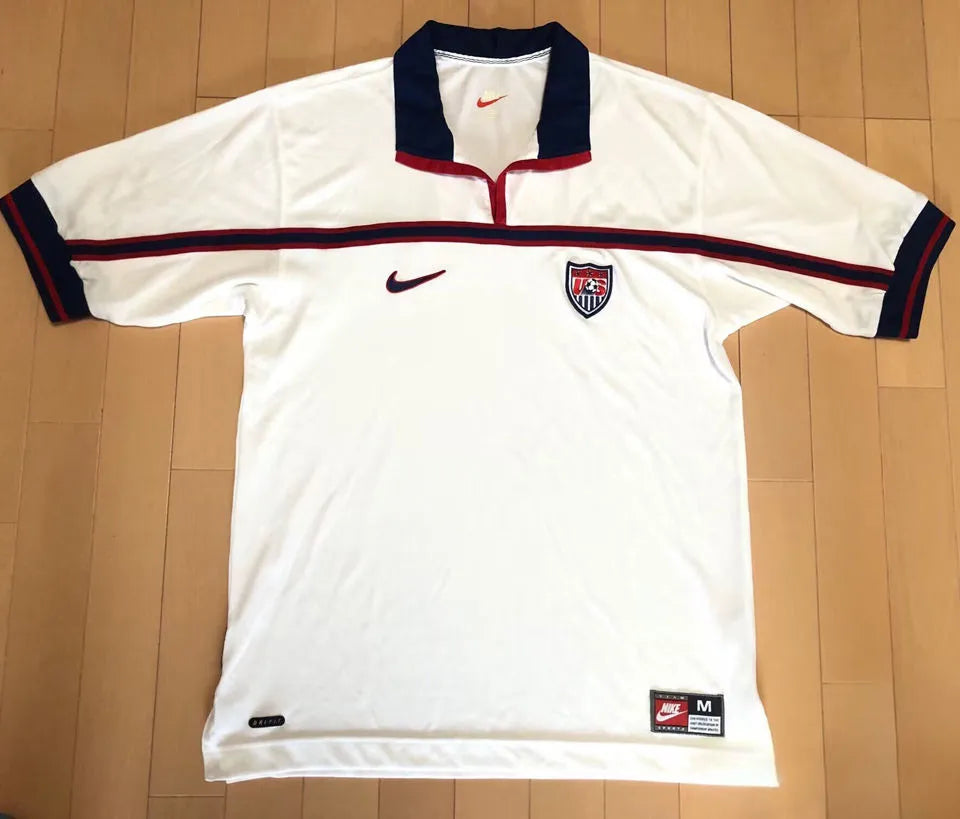 1998 U.S Home White Retro Soccer Jersey Front