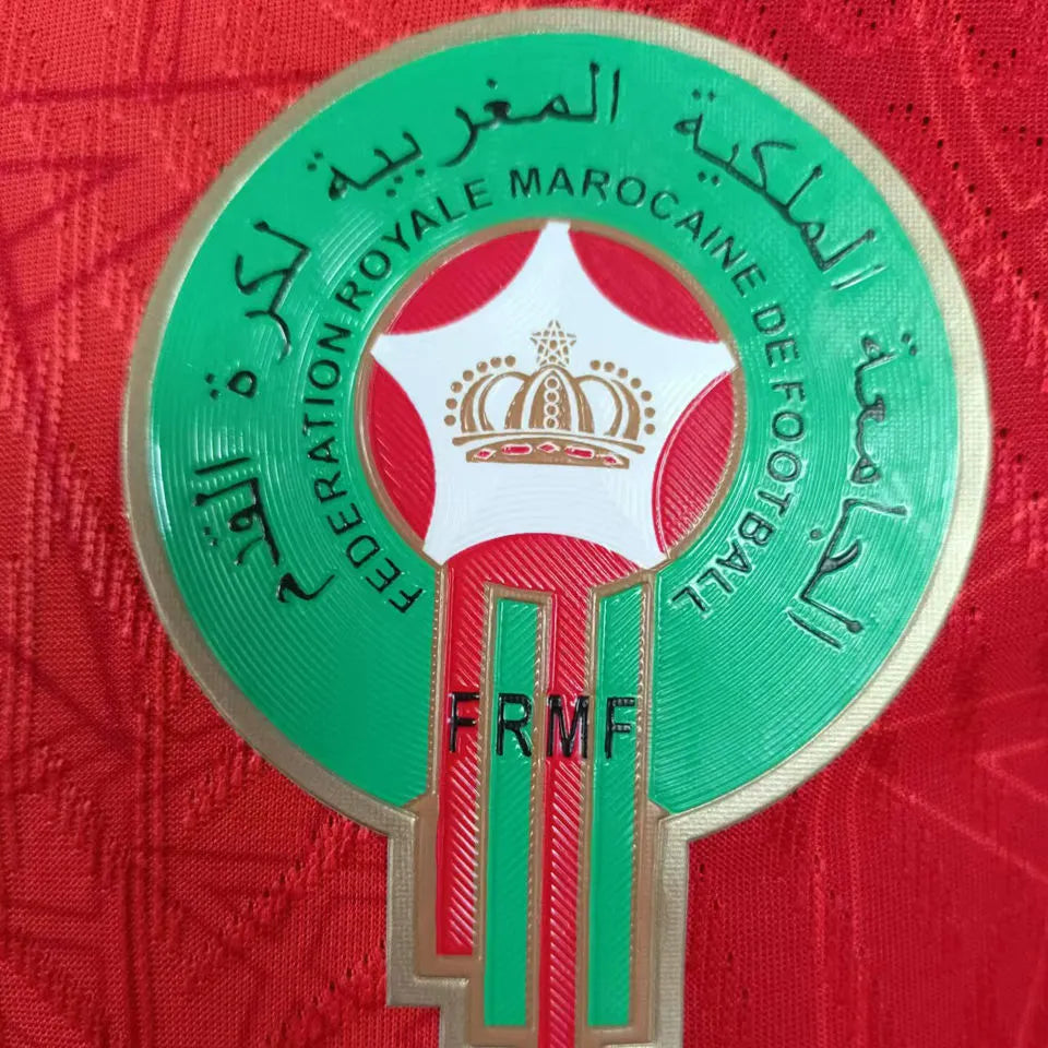 2025 Morocco Home Red Player Version Soccer Jersey Detail 1