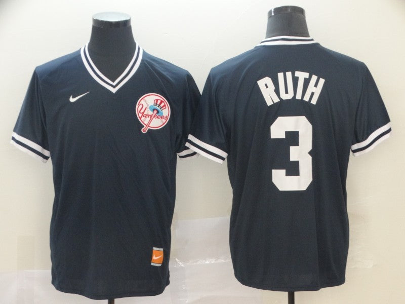 Men's New York Yankees Babe Ruth #3 Navy Replica Player Jerseys