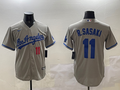 Men's Los Angeles Dodgers Roki Sasaki #11 Gray Alternate Replica Player Jerseys