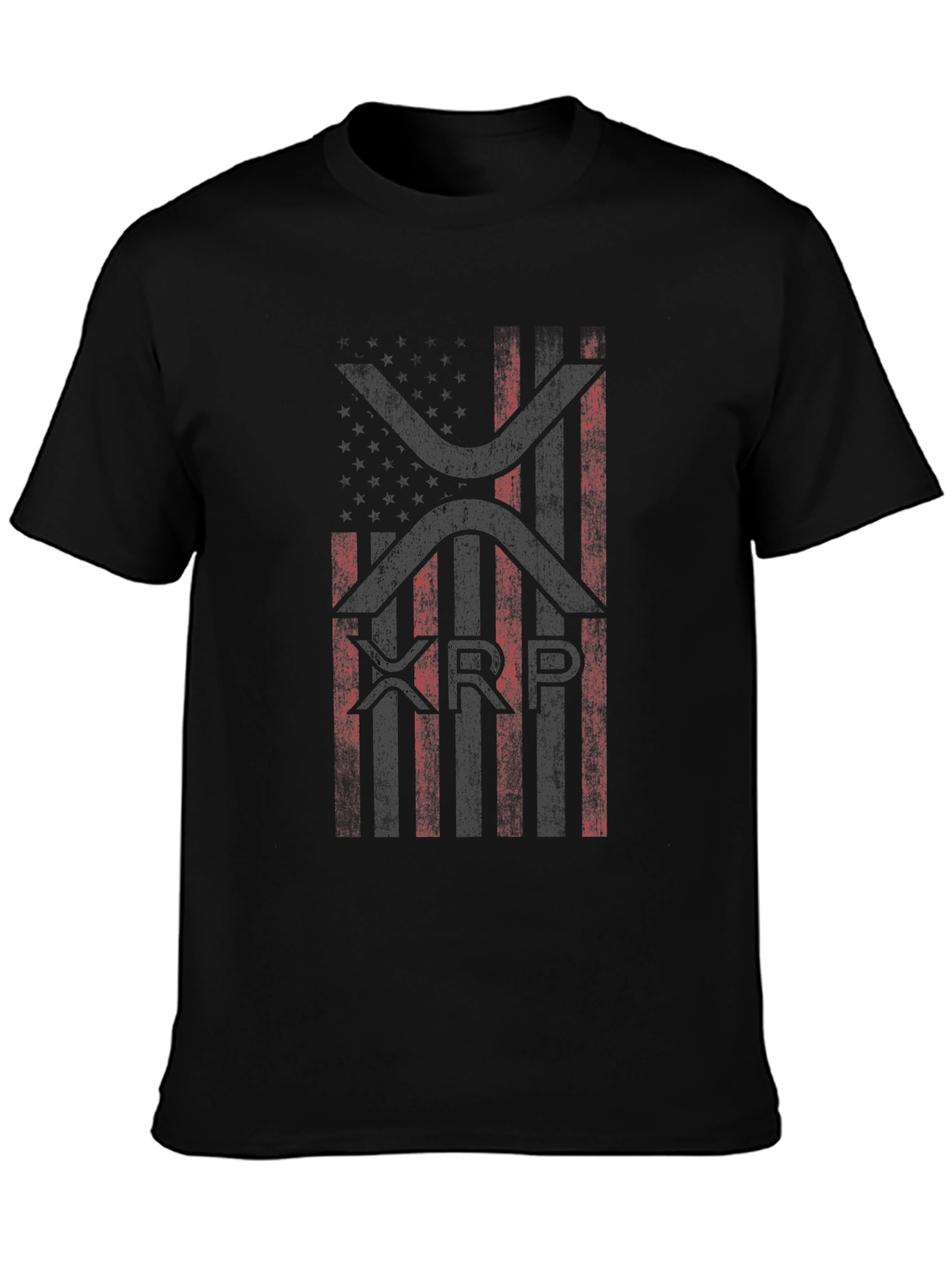 XRP American Flag Graphic Black T-Shirt