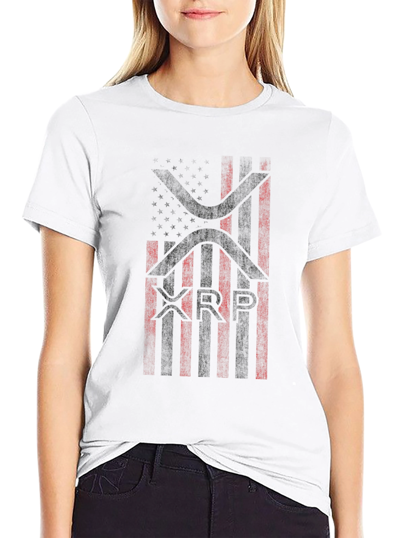 XRP American Flag Graphic Black T-Shirt