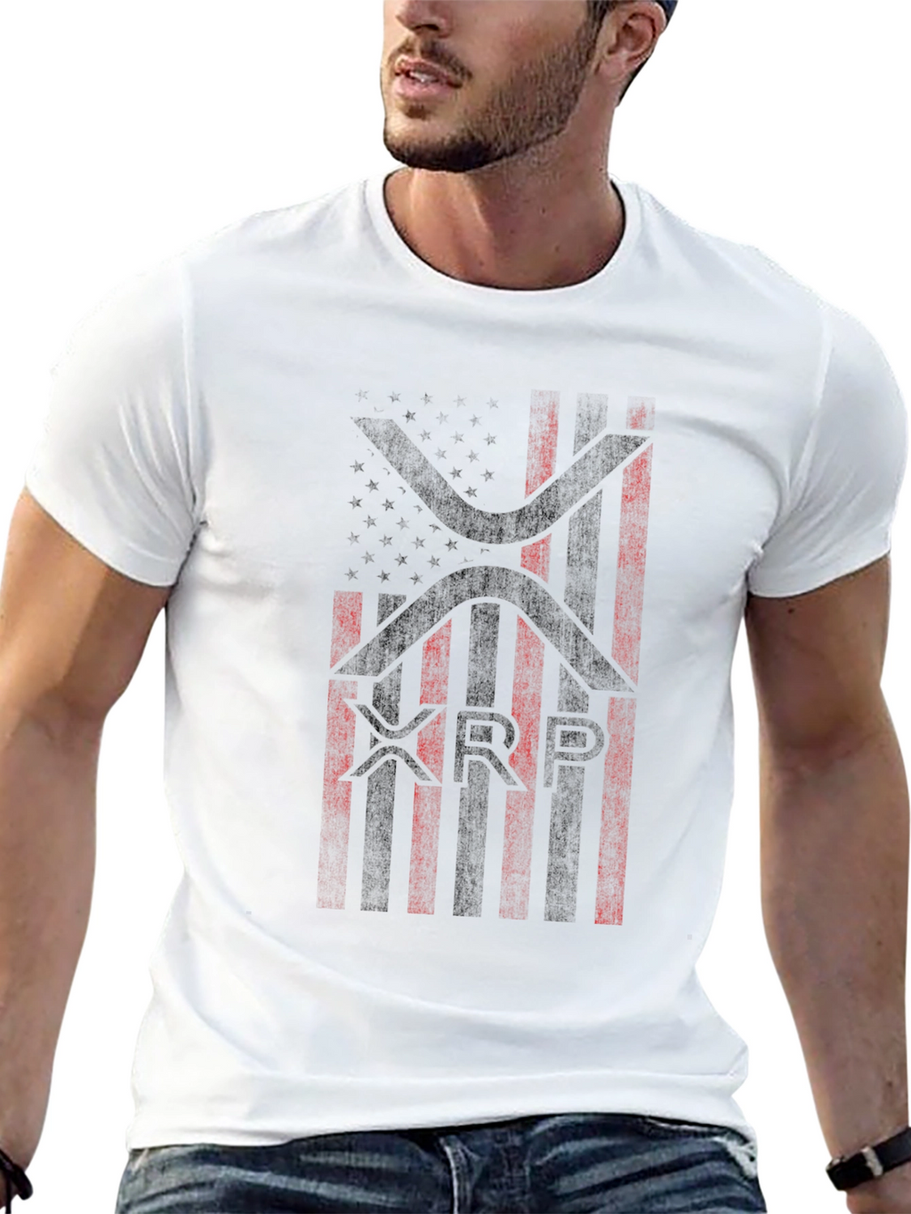 XRP American Flag Graphic Black T-Shirt