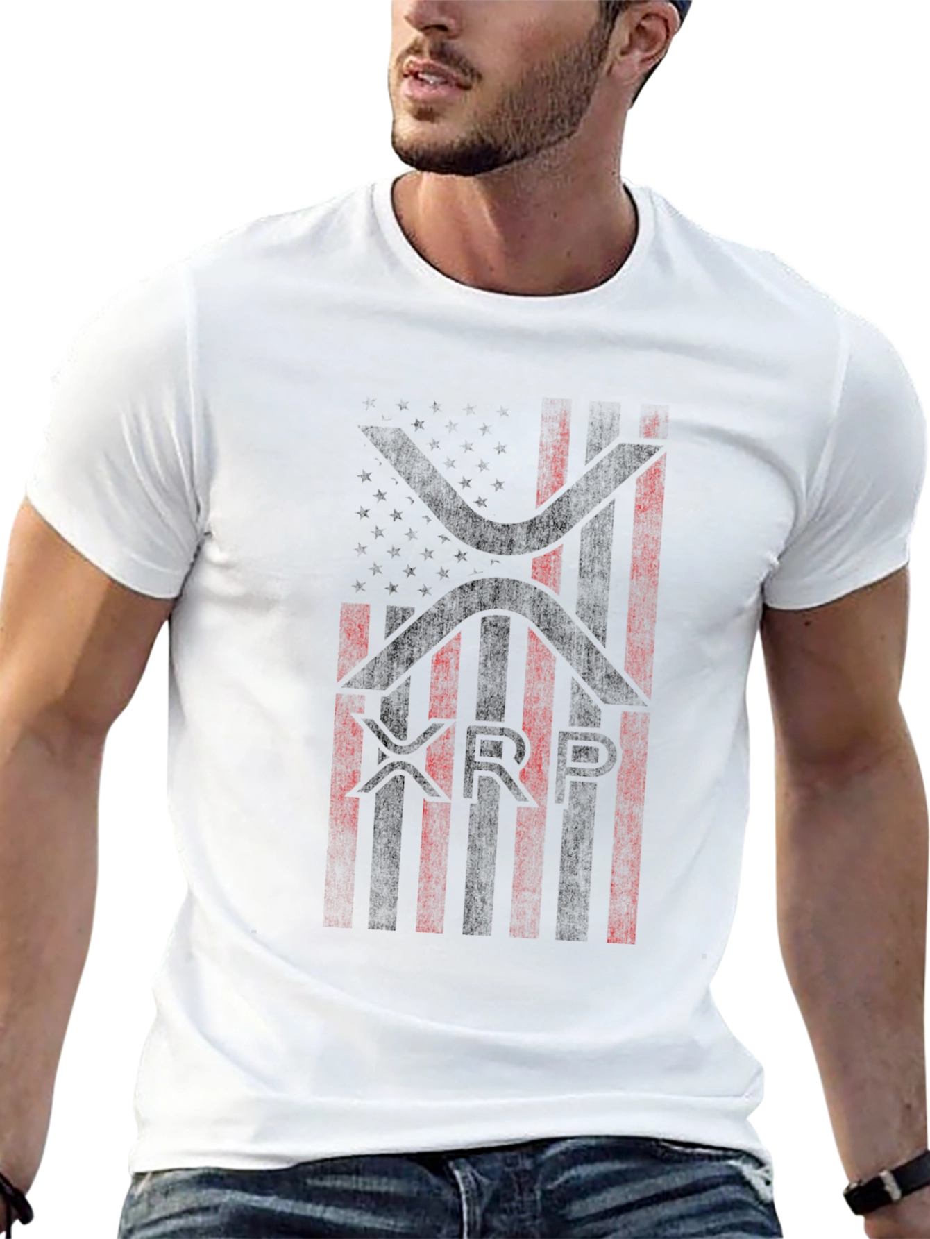 XRP American Flag Graphic Black T-Shirt