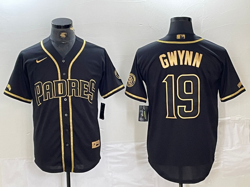 Men's San Diego Padres Tony Gwynn #19 Black Stitched Jerseys