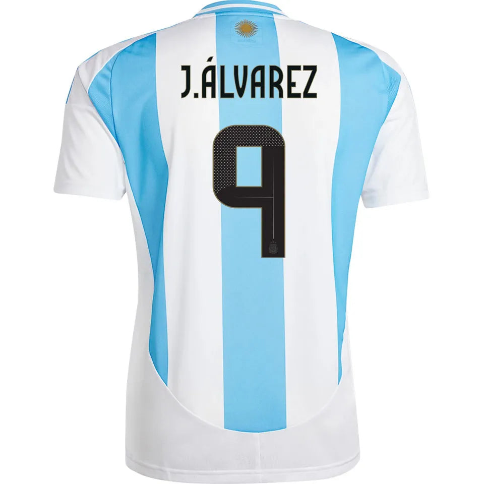 J. Á LVAREZ # 9 Argentina Home Fans Soccer Jersey 2024/25 ★★ Front
