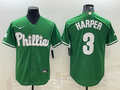 Men's Philadelphia Phillies Bryce Harper #3 Green Replica Player Jerseys
