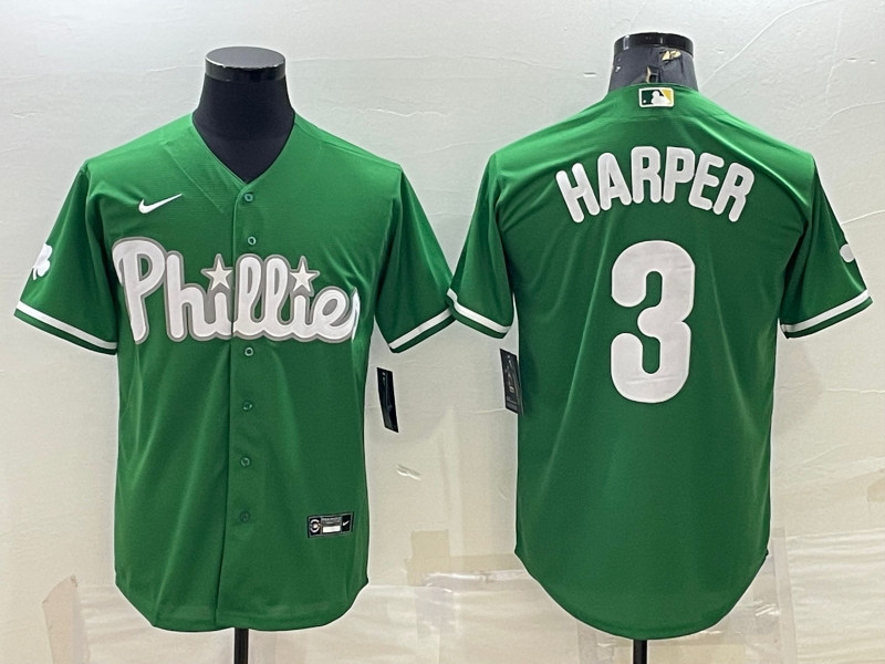Men's Philadelphia Phillies Bryce Harper #3 Green Replica Player Jerseys