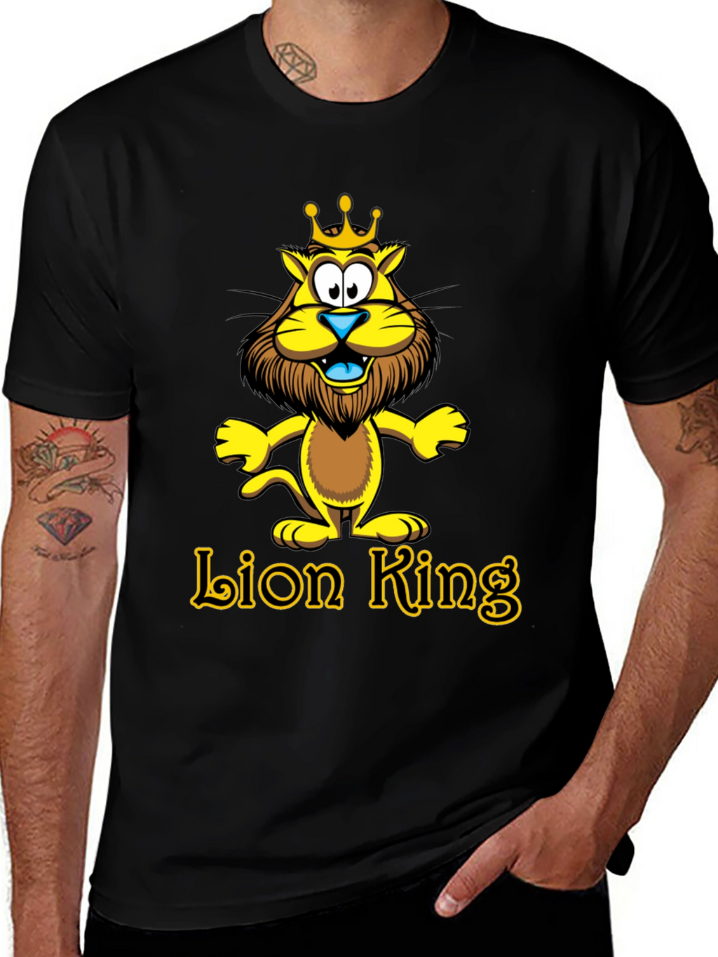 Lion King Cartoon Graphic Black T-Shirt