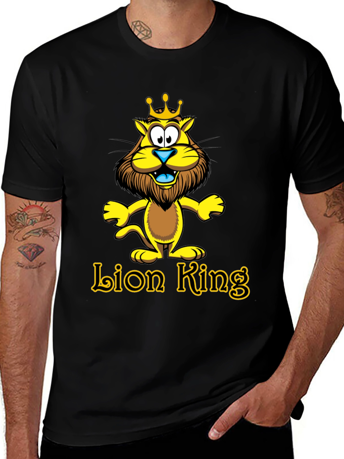 Lion King Cartoon Graphic Black T-Shirt