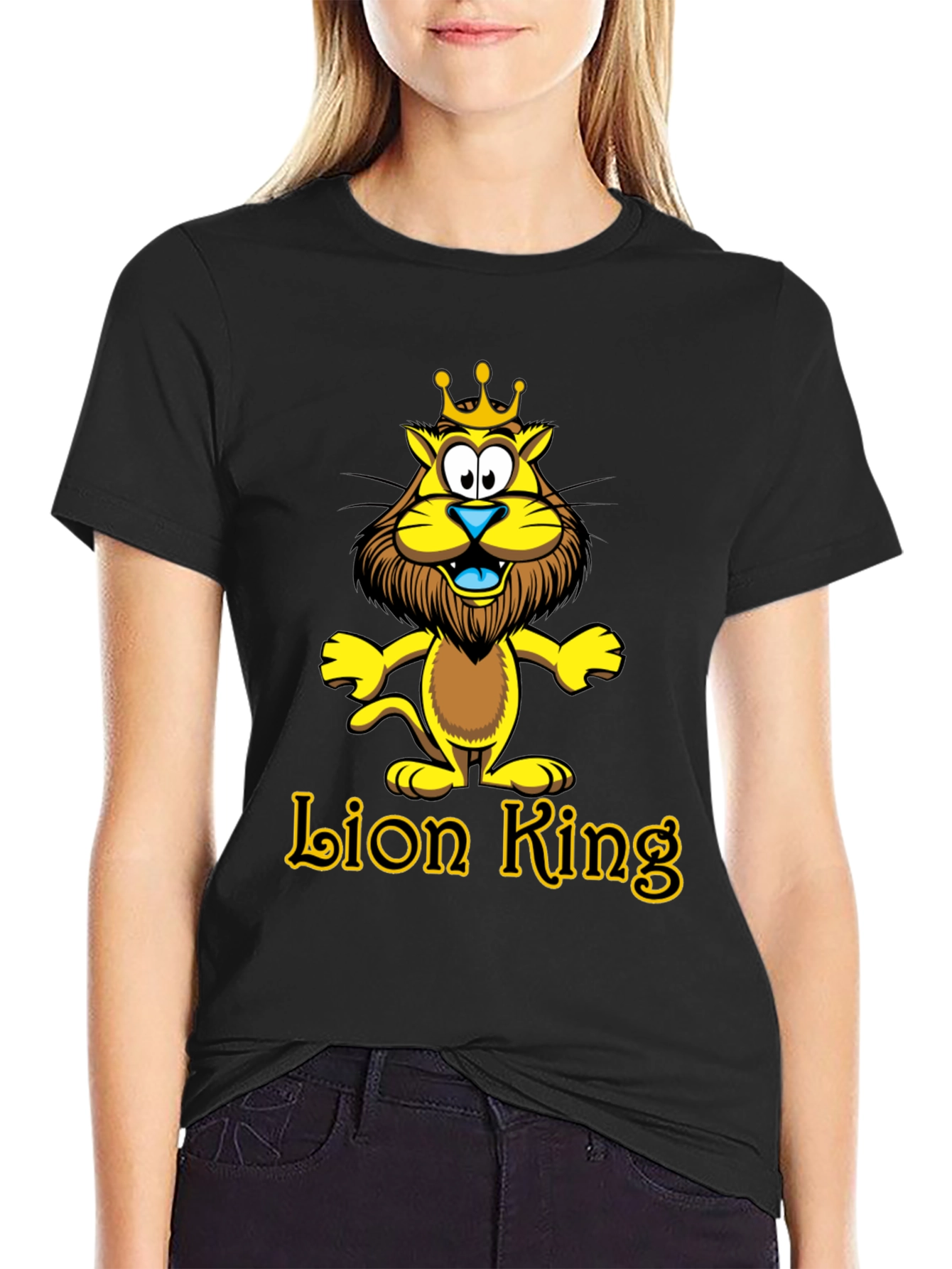 Lion King Cartoon Graphic Black T-Shirt