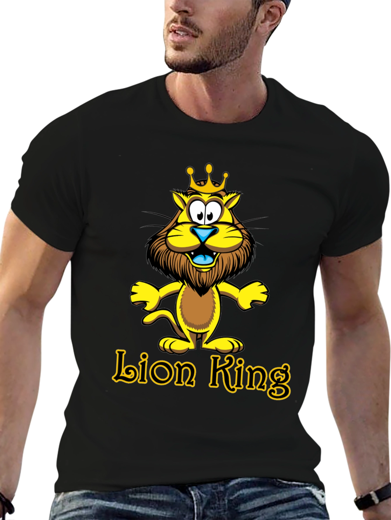 Lion King Cartoon Graphic Black T-Shirt